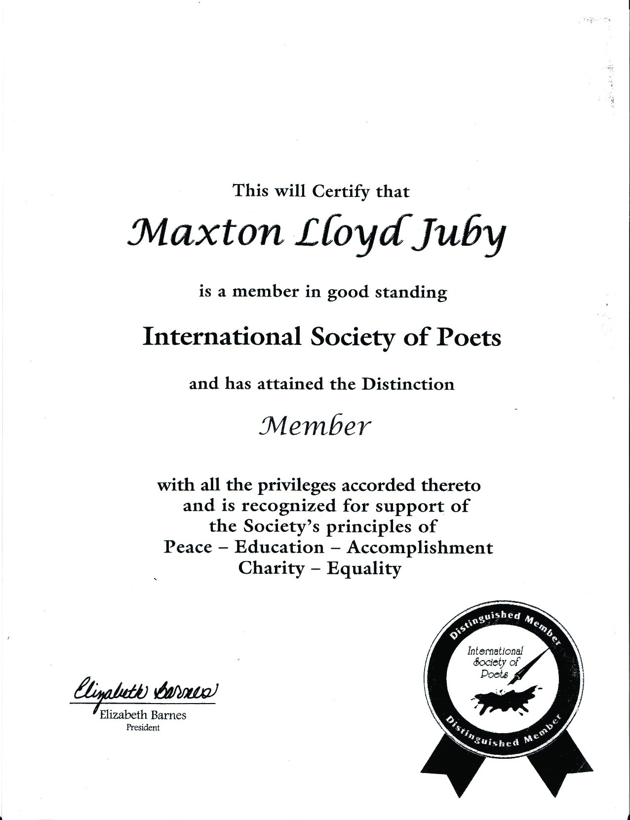 Max Juby - Intgernational Society of Poets
