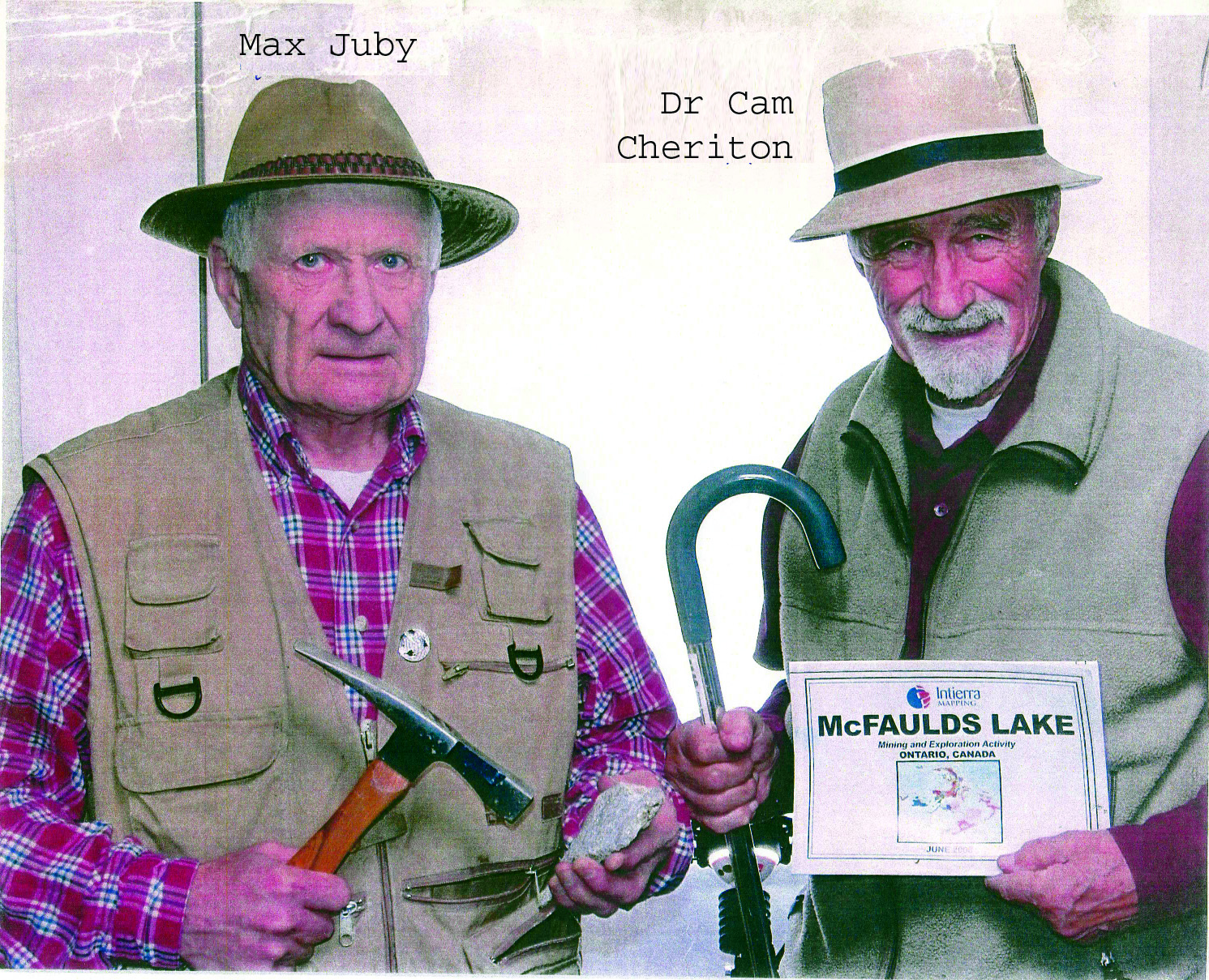 Max Juby with Dr Cam Cheriton, at McFaulds Lake, Ontario