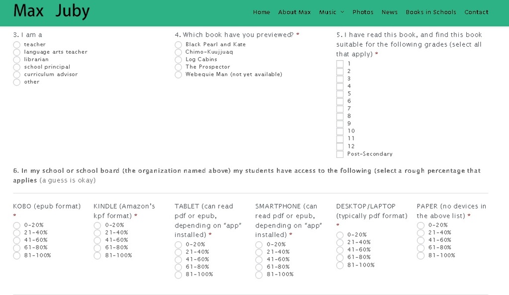 Max Juby Educator Pre-Release Survey